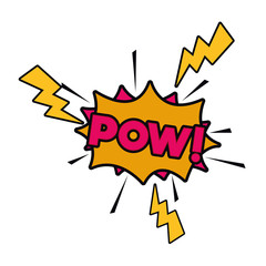 pow comic words in speech bubble isolated icon