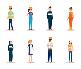 group of workers characters