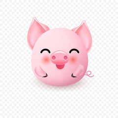 Cute little pig. 2019 New Year symbol. 