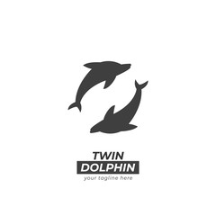 Twin Dolphin logo icon in silhouette circle formation