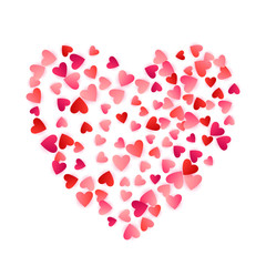 Red flying hearts bright love passion vector background.