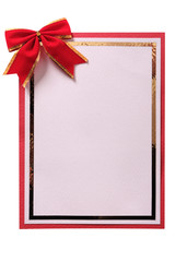 Christmas card red bow frame vertical isolated