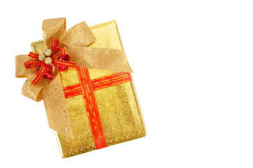 Christmas gold gift box with Clipping Paths