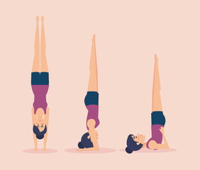 Set of Girls doing yoga design