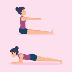 Set of Girls doing yoga design