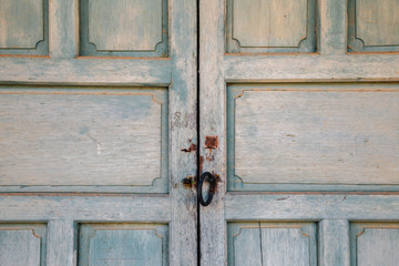 Korean traditional green wooden door background texture
