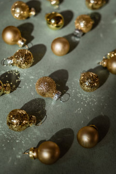 Small golden christmas balls