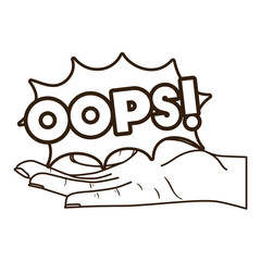 open hand receiving comic words in speech bubble