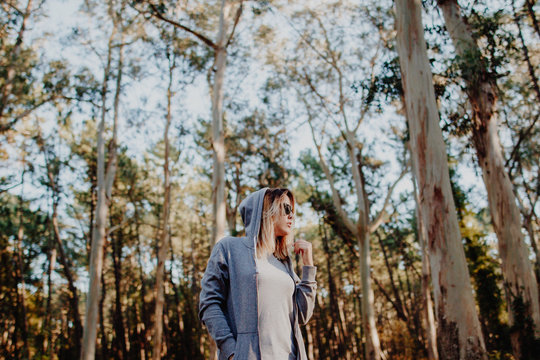 Portrait of woman in forest