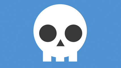 Flat 2d skull icon blue