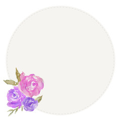 Watercolor Flower Frame Background. Blank Floral Frame with Watercolor Peonies