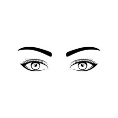 Realistic woman eyes black and white vector illustration on white background