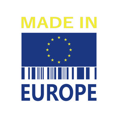 made in Europe icon with bar code