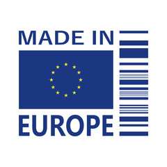 made in Europe icon with bar code