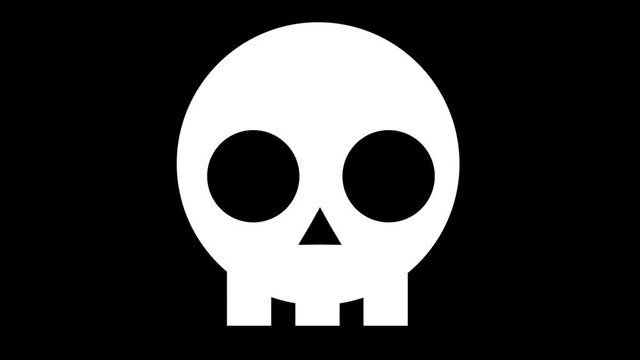 Flat 2d skull icon animation black