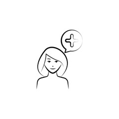 Positive thinking hand drawn icon. One of the women health icons for websites, web design, mobile app