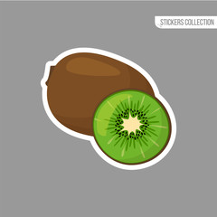 Cartoon fresh kiwi isolated sticker