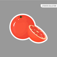 Cartoon fresh grapefruit isolated sticker