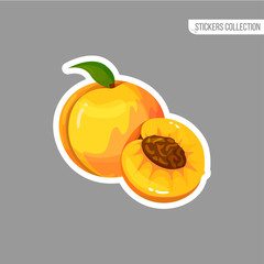 Cartoon fresh peach isolated sticker