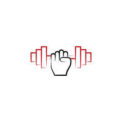 Motivation, strong, hand, dumbbell 2 colored line icon. Simple colored hand drawn element of illustration. strong, hand, dumbbell outline symbol design from motivation set