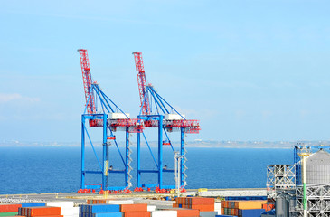Port cargo crane and container