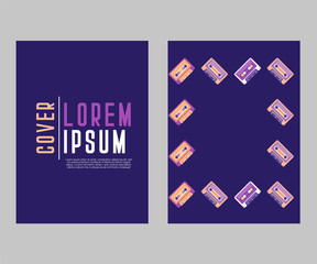 Retro style video cassette two side cover. Back and sides of paper cover