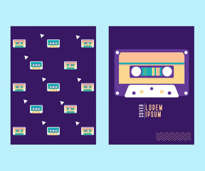 Retro style video cassette two side cover. Back and sides of paper cover