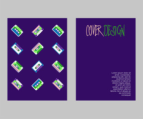 Retro style video cassette two side cover. Back and sides of paper cover