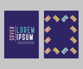 Retro style video cassette two side cover. Back and sides of paper cover