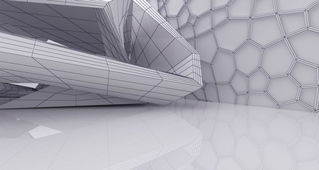 Abstract drawing white parametric interior.  3D illustration and rendering.