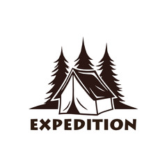 Obraz premium Mountain Campfire Logo and Labels Set Design. Vector Illustration Template