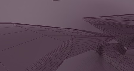 Abstract drawing white parametric interior.3D illustration and rendering.