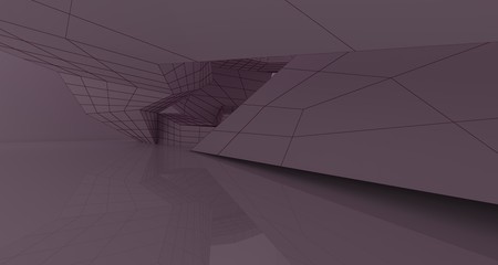 Abstract drawing white parametric interior.3D illustration and rendering.