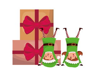couple of elves with gifts boxs avatar character