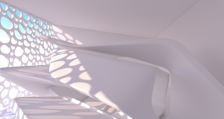 White smooth abstract architectural background. 3D illustration and rendering