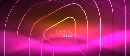 Color shiny neon lights background with abstract lines