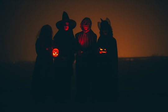 Group of people in halloween