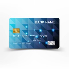 Blue modern credit card design. With inspiration from the abstract. Glossy plastic style.