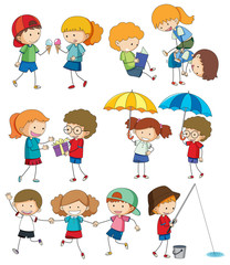 Set of doodle kids