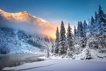 Winter Mountain landscape - obrazy, fototapety, plakaty