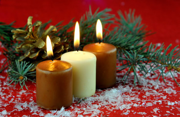 Candle, christmas lights, decors and ornament