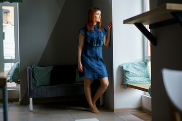 Pretty woman in a cafe