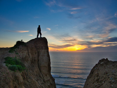 San Diego coastal cliff at sunset