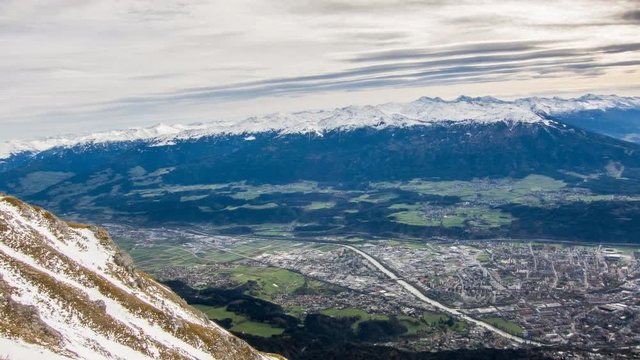 Time lapse of Nordkette Innsbruck Austria. Camera panned from left to right. Shot on October 2017, Innsbruck, Austria.