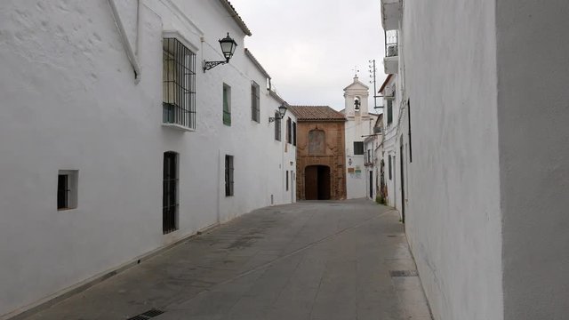 ZAFRA, BADAJOZ, SPAIN - NOVEMBER 24, 2018: The Hospital of Santiago de Zafra was created in the first half of the fifteenth century by the House of Fair and was dedicated from the beginning to the wel