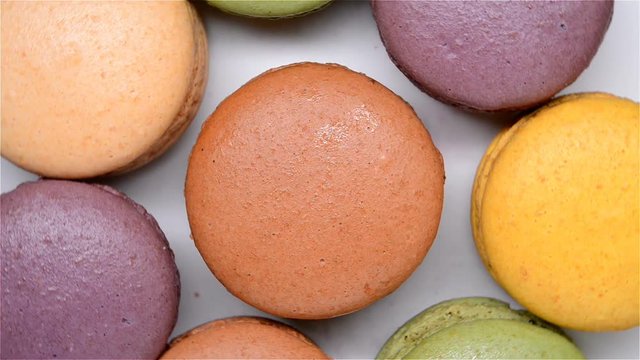 top view macaroons rotating close up