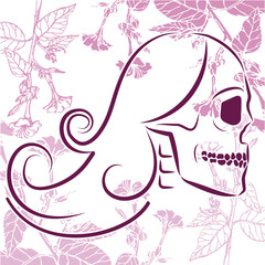 skull with flowers 3