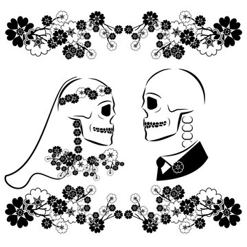 skulls wedding with flourishes