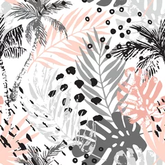Foto auf Acrylglas Grafikdrucke Hand gezeichneter abstrakter tropischer Sommerhintergrund