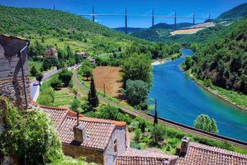 The village of Peyre, officially one of the most beautiful villages in France, close to the city of...